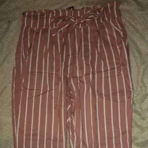 STRIPPED PAPER BAG TIE UP TROUSERS